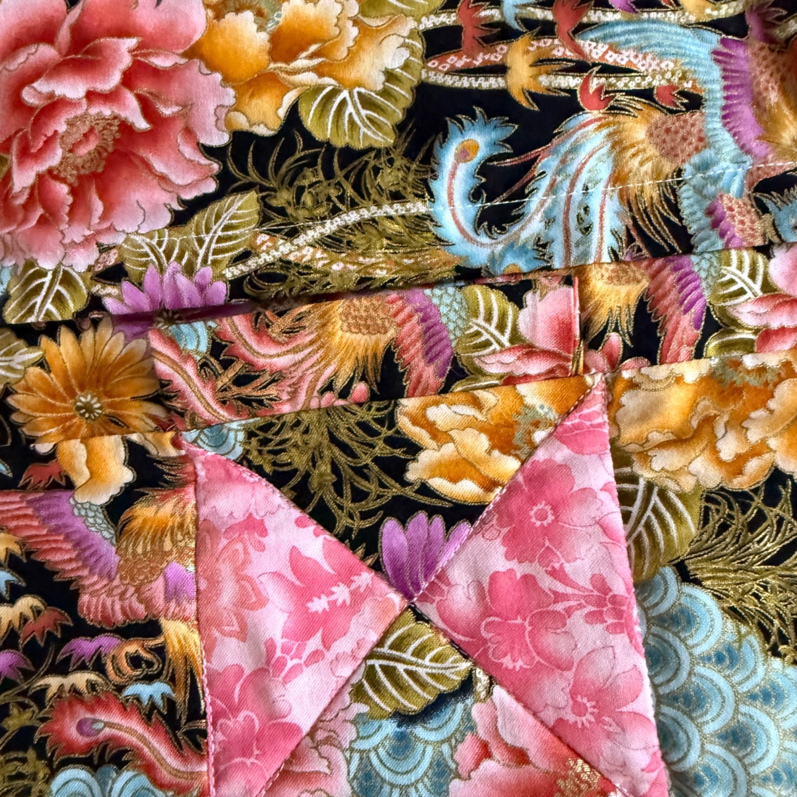 Patchwork Floral Quilted Foldover Case with Pocket - image 3