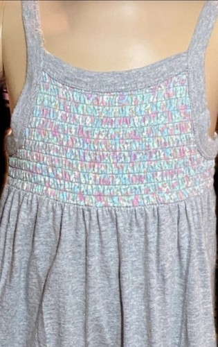 MUDD SZ6X GIRLS LT. GRAY MAXI SUNDRESS~SMOCKED W/MULTICOLORED DESIGNS~SLEEVELESS - Picture 3 of 7