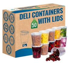 Deli Plastic Food Containers with Airtight Lids [50 Sets], Leakproof Slime Small