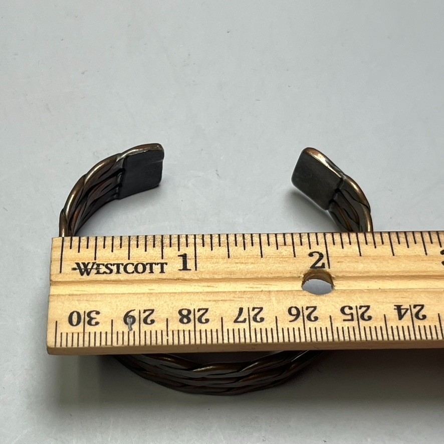 3- Solid Copper Braided Cuff Bracelet Vintage Ban… - image 18