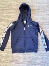 Nike Navy and White Kids Therma-FIT Full Zip Hoodie Size 6t