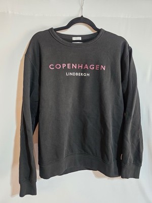 Lindbergh White  Copenhagen  Organic Cotton Crewneck Sweatshirt Men s M Black
