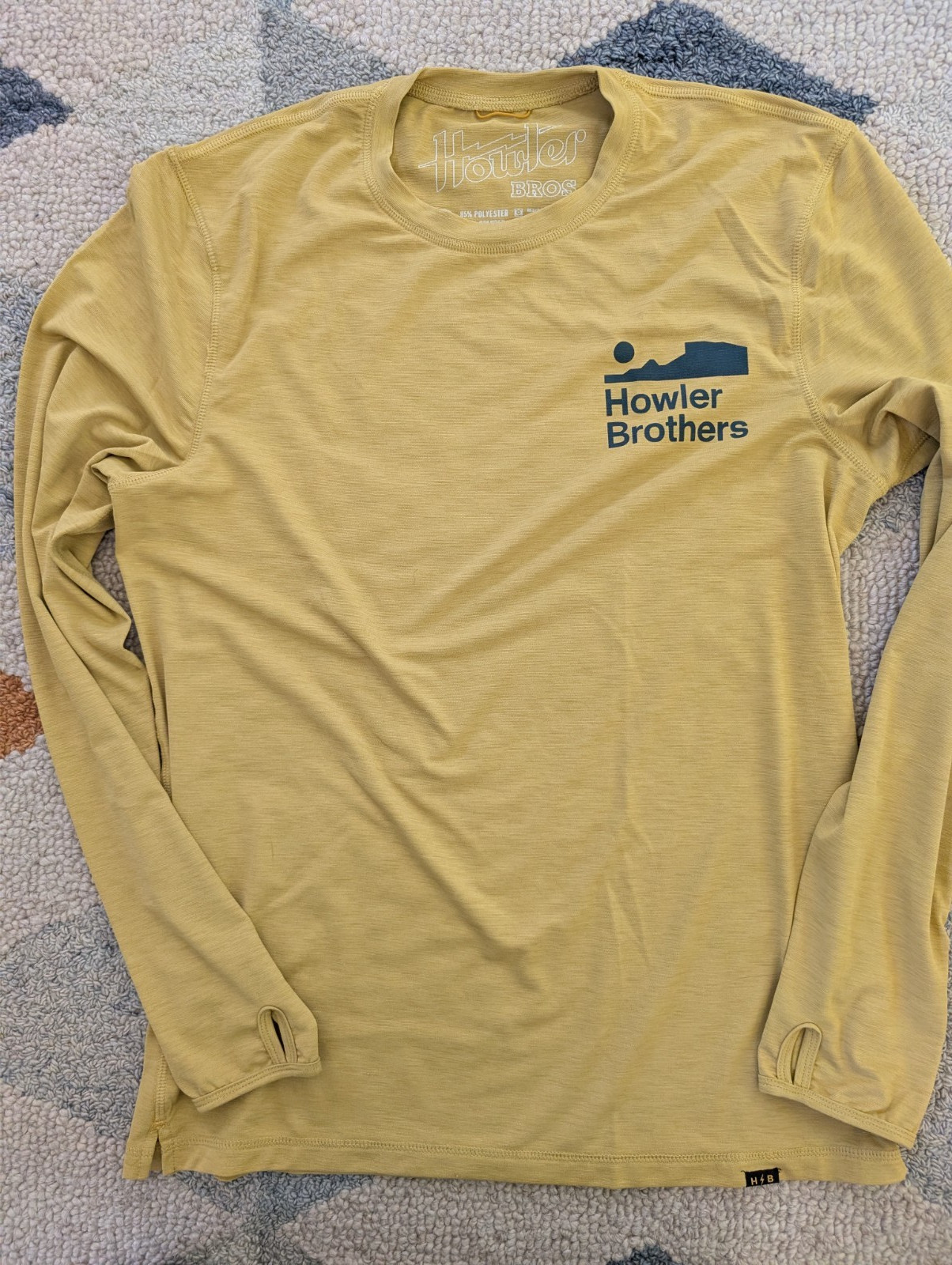 Howler Brothers Tech T-Shirt Long Sleeve - Gold - Men's size medium