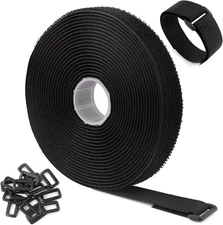 16Ft x 1In Adjustable Cable Straps w/25 Buckles, Free Cut Length Cable Ties