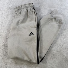 Adidas Sweatpants Mens Small Grey Fleece Drawstring Pocket Joggers Gym Active