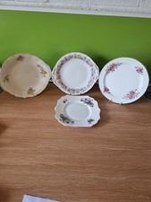 4 Vintage Floral  Cake Plates  Sandwich Plates Bone China 4 Various Cake Plates 