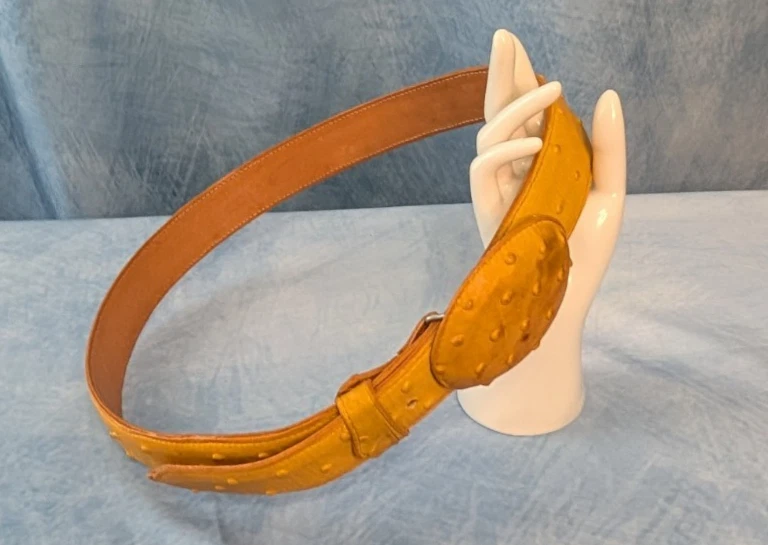 Cinto de pele de penas de avestruz genuíno tamanho 38 (homens/mulheres) - Imagem 2 de 4