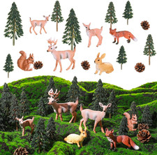 26 Pcs Forest Animal Figures Diorama Kit, Woodland Creatures Toys Hunting Toys M