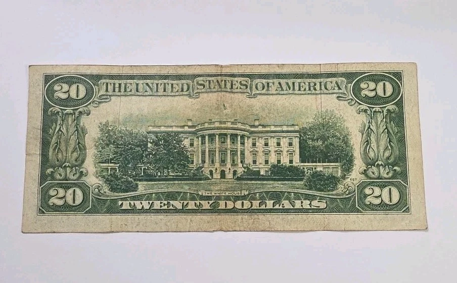 Банкнота Федерального резерва номиналом 20 долларов серии A 1950 г. Бостон — красивая форма! - Изображение 2 из 2