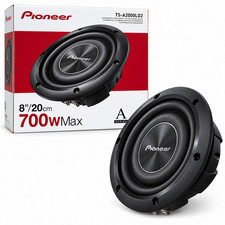 Pioneer 8" Shallow Subwoofer 700W Max 250W RMS Dual 2 Ohm DVC A-Series Car Audio
