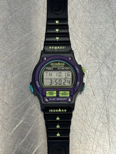 Rare TIMEX 1st generation Ironman Triathlon Watch purple/neon green. Vintage