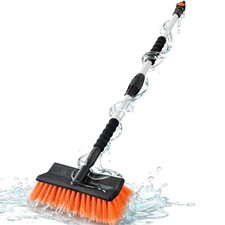 51" Car Wash Brush with Long Handle, Flow-Thru Soft Bristle Car Washing Brush...