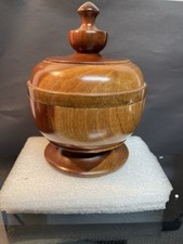 Vintage Wood Turned Lidded Bowl 5 Tall Absolutely Beautiful