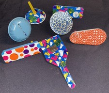Lot Of 7 Vintage Metal Litho Tin New Years Eve Noise Makers w/Plastic Handles