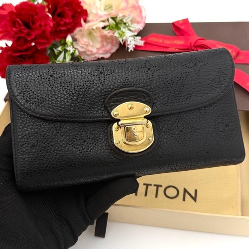 Louis Vuitton Monogram Mahina Amelia Long Wallet Gold Japan 073532
