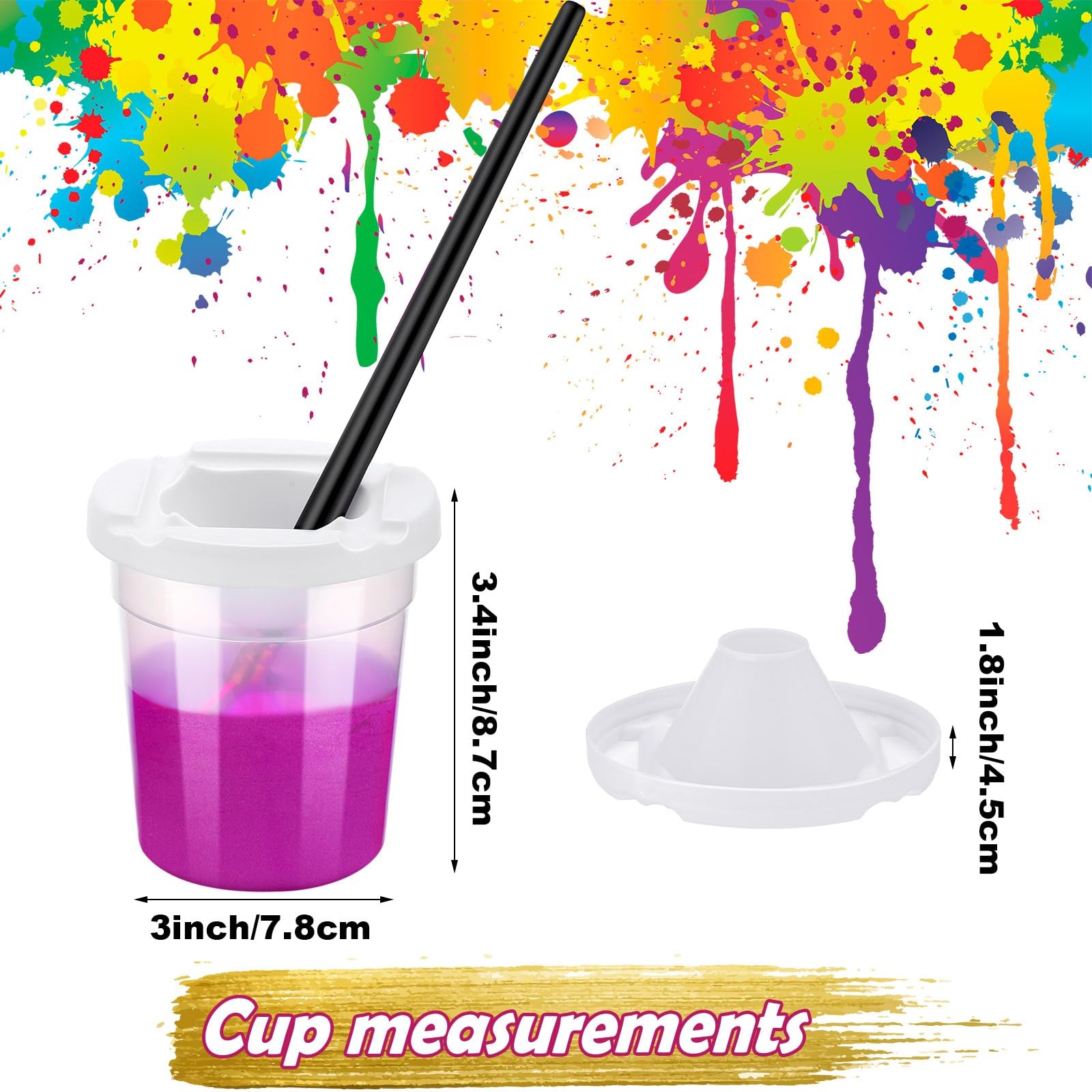 12 Packs No Spill Paint Cups with Lids for Reusable Spill Proof Paint Cups fo...
