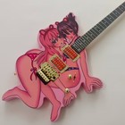 Pink Twin Cartoon Custom Electric Guitar Gold Hardware Tremolo Bridge