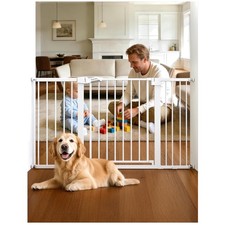 White Extra Wide Pet Gate, Pressure Mounted, No Tools Needed