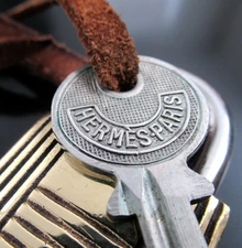 Vintage Hermes Paris Brass & Steel Padlock Original Key No 3 Cadena Trunk Lock