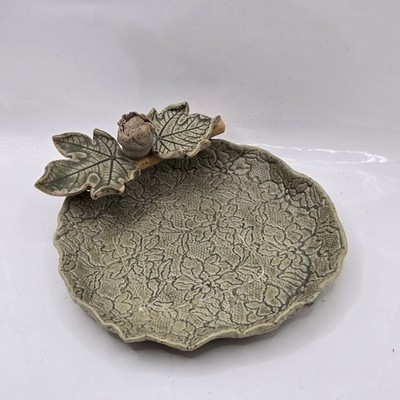 Art Pottery Slab Style Artist Signed Neutral  Art Decor Hand Thrown Trinket 