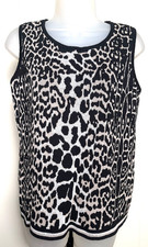 Chicos 1 Sz M Sleeveless Pullover Sweater Vest Animal Print Cotton Knit Classic