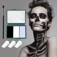 Halloween Skeleton Makeup, Complete Skeleton/Skull Makeup Black White Blue