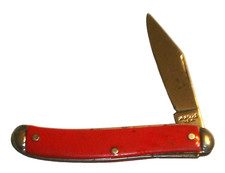 Vintage The Ideal USA Single Blade Pocket Knife w/ Red Handle - Nice!