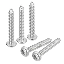 ST5x35x10mm Phillips Pan Head Self-tapping Screw with Washer, 50pcs (Silver)