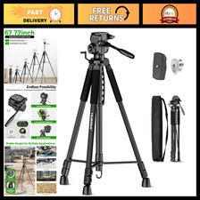 Adjustable 67.72" Laser Level Tripod with 3-Way Pan Head  Quick Release Plate