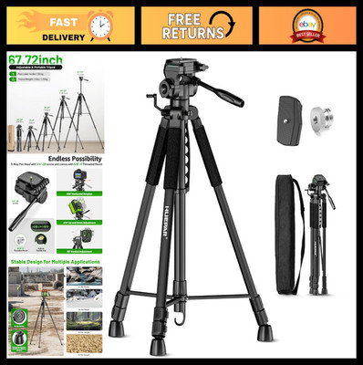 Adjustable 67.72'' Laser Level Tripod with 3-Way Pan Head & Quick Release Plate