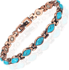 Bracelets for Women, Pure Copper with Colored Turquoise Bracelet, 3500 Gauss Mag