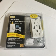 Hubbell USB Dual Port Charger 15A Duplex Receptacle Electrical Outlet Socket