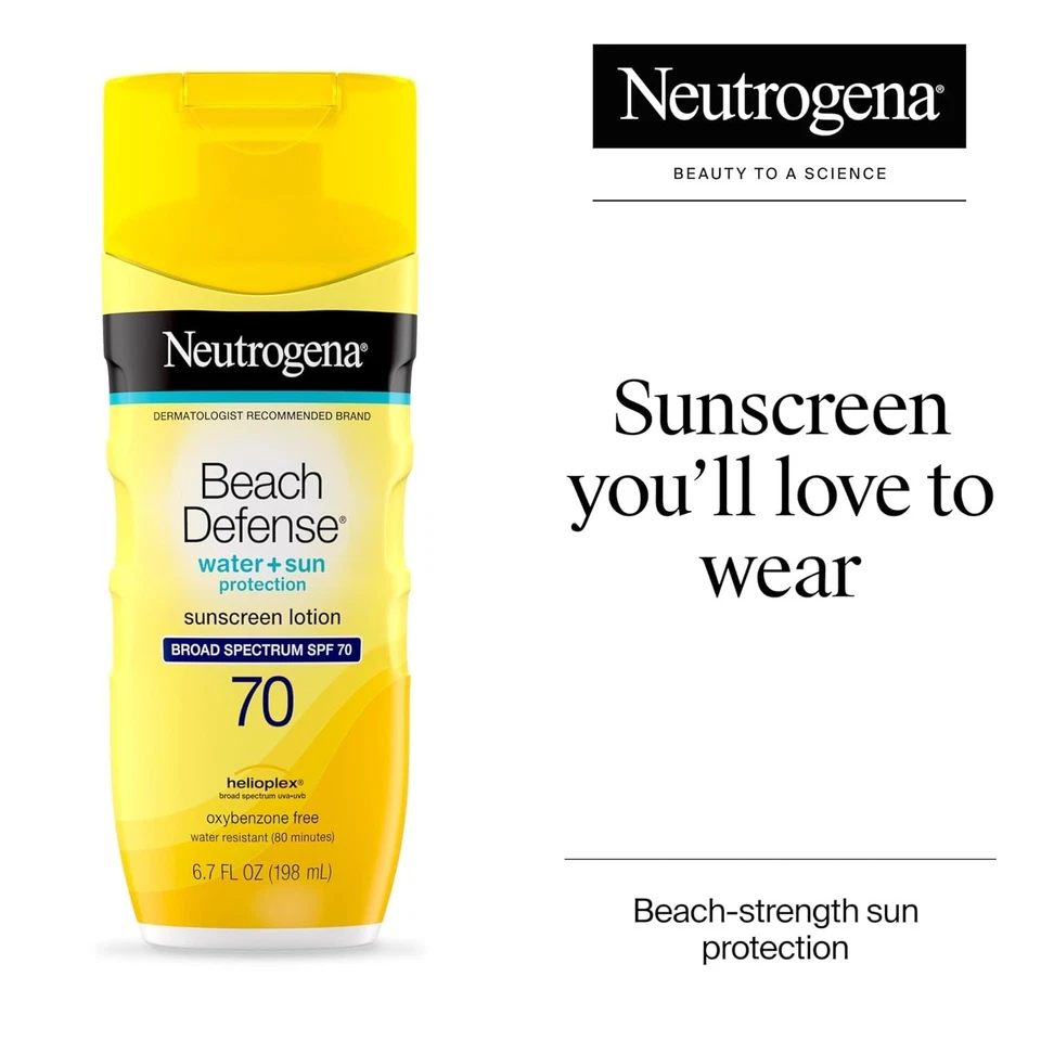 Neutrogena Sunscreen Lotion Beach Defense SPF 70, Face 6.7 Ounce (Pack of 3) - Image 3 of 4