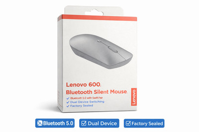 Lenovo 600 Bluetooth Silent Mouse | Dual Device | Bluetooth 5.0 | Grey