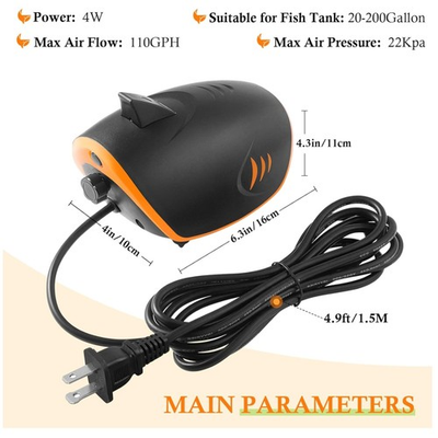 #ad quot;Shark Design 4W Aquarium Air Pump 110GPH Quiet 2 Outletsquot; $43.99