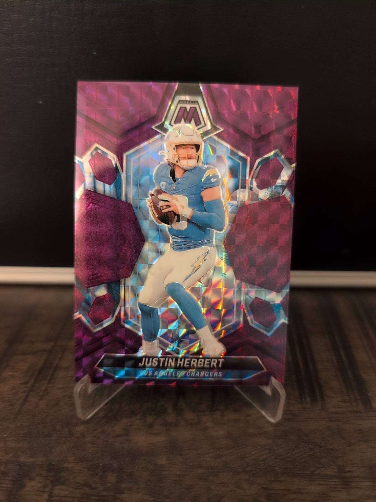 2024 Mosaic Justin Herbert Purple Mosaic /49 Last On Print #120
