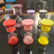 Lot of 6 Happy Time Sand Hour Glass 1 2 3 20 30 45 Minute Timer Set Colorful