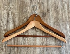 2 Wooden Hangers For Suits Coats with Pants Bar