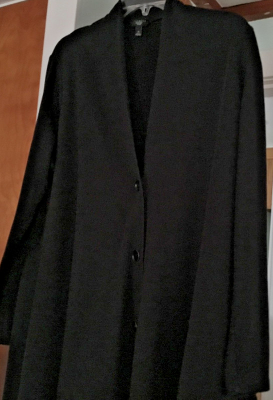 Women's Sz. 1X Black Talbots Drapey, Open Front Jacket