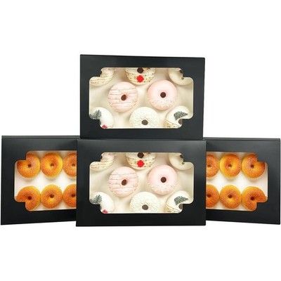 Auto-pop up Black Cookie Box with Window 12x8x2.5 inch 32 Packs Two Uses One ...