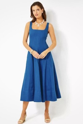 knee length dresses for ladies Calina Linen Midi Dress – The Pink Cottage