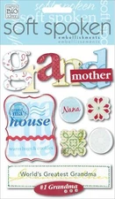 me & my BIG ideas Soft Spoken Themed Embellishments - GRANDMOTHER - 7 pcs