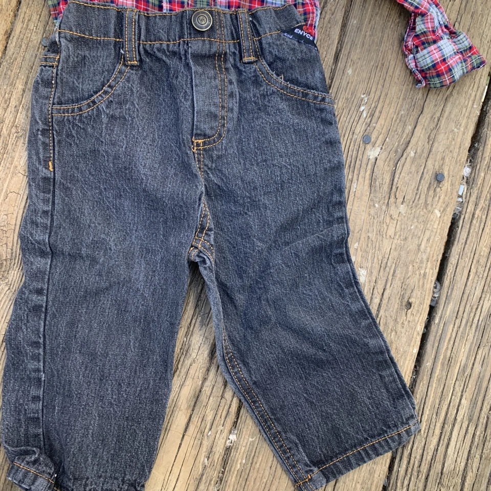 ENYCE Jeans New York Sean Puffy Combs + Plaid Carter's shirt Sz 18 Mths ❤️sj7m30 - Imagem 3 de 4