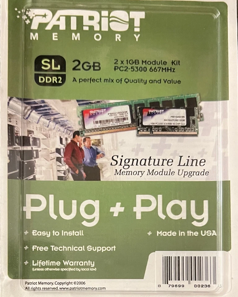 NEW Patriot Memory 2 x 1GB Kit PC2-5300 SL DDR2 667MHz RAM 2GB Memory Module - Image 2 of 4