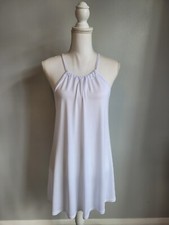 Pretty Little Thing White Ruched Halterneck Shift Dress Size 12 womens 