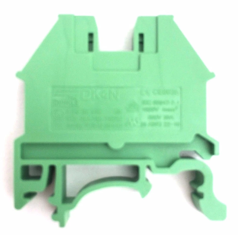 DIN Rail Terminal Blocks 10 Quantity DK4N-GN Green Dinkle 10 AWG Gauge 30A 600V - Image 2 of 3
