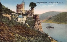 Germany Burg Rheinstein Castle Steamboat vintage postcard