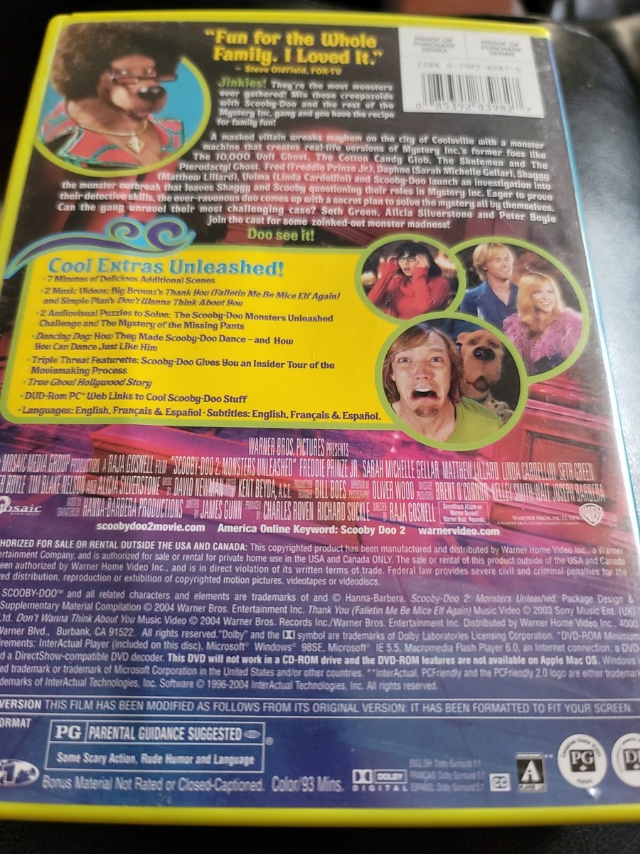 Scooby Doo 2: Monsters Unleashed (DVD, 2004, full- screen edition