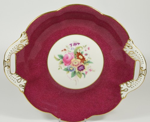 Beautiful Vintage Coalport Twin Handled Dish Flowers Pink Border Signed D Capey