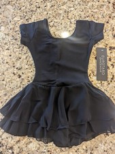 Eurotard Girls Cotton Lycra  Short Sleeve Dance Dress 10467 Black size S